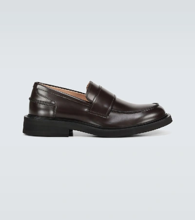 Shop Bottega Veneta Brushed Leather Loafers In Brown