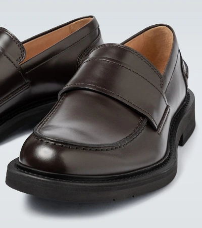 Shop Bottega Veneta Brushed Leather Loafers In Brown