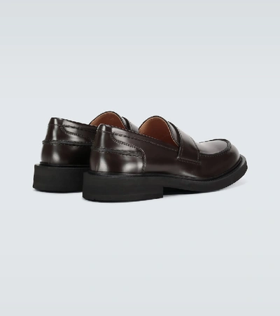 Shop Bottega Veneta Brushed Leather Loafers In Brown