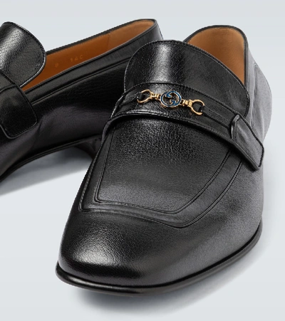 Shop Gucci Dracma Leather Loafers In Black