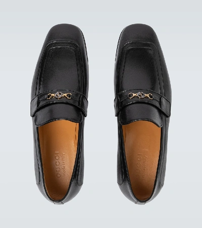 Shop Gucci Dracma Leather Loafers In Black