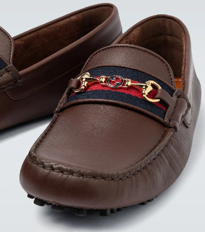 Shop Gucci Ayrton Horsebit Driving Loafers In Brown