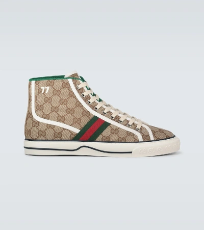 Shop Gucci Tennis 1977 High-top Sneakers In Beige