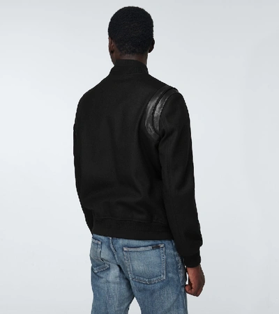 Shop Saint Laurent Teddy Varsity Jacket In Black