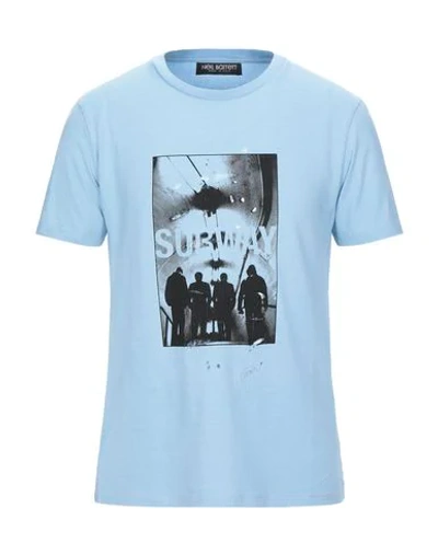 Shop Neil Barrett Man T-shirt Sky Blue Size S Cotton