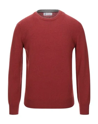 Shop Brunello Cucinelli Man Sweater Brick Red Size 42 Cashmere