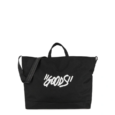 Shop Off-white Black Printed Canvas Tote In Black And White