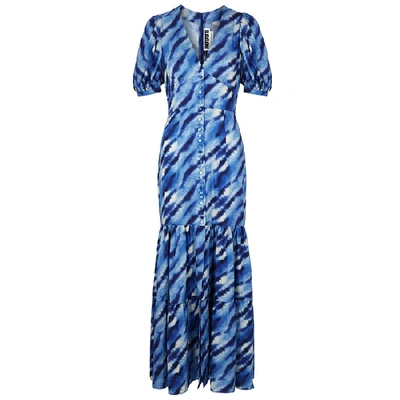 Shop Rotate Birger Christensen Thora Blue Printed Maxi Dress