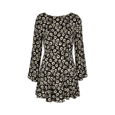 Shop Rixo London Valentina Floral-print Silk Mini Dress In Black