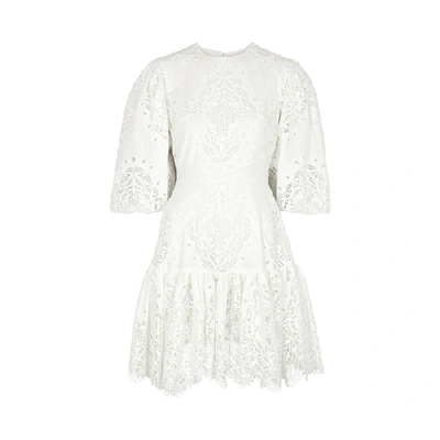Shop Borgo De Nor Tabitha White Lace-panelled Mini Dress