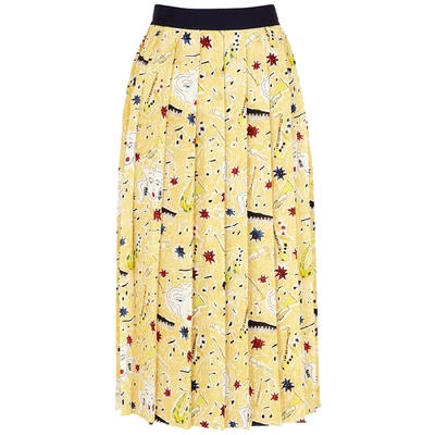 Shop Victoria Victoria Beckham Yellow Printed Midi Skirt