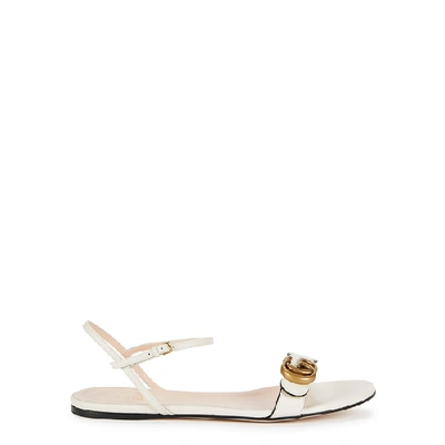 Shop Gucci Gg Marmont Ivory Leather Sandals In Off White