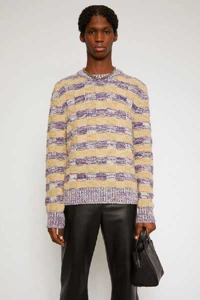 Shop Acne Studios Melange Striped Sweater Purple Multicolor