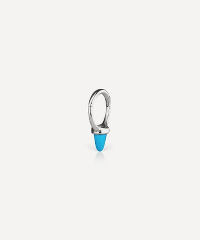 Shop Maria Tash 6.5mm Single Short Turquoise Spike Hoop Earring In White Gold