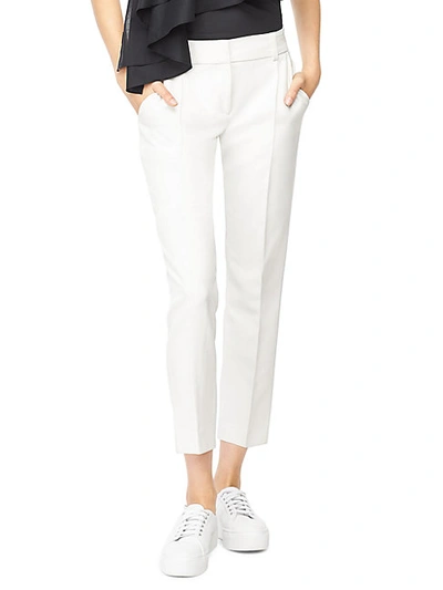 Shop Milly Nicole Pleated Cropped Pants In White