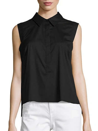Shop Milly Pleated Sleeveless Shirt In Black