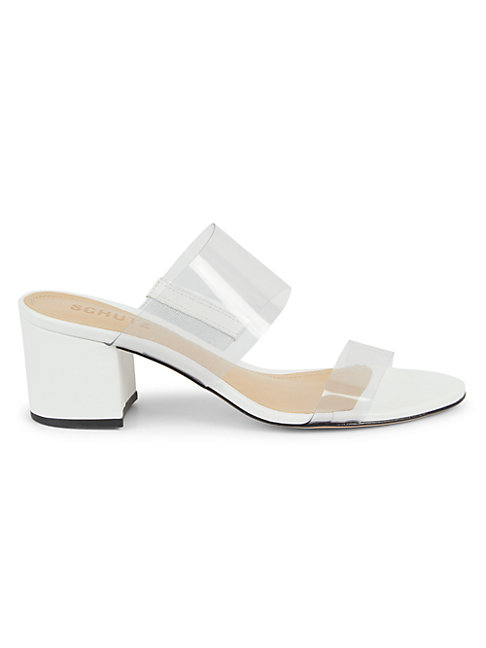 clear white block heels