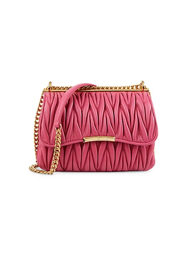 Shop Miu Miu Matelass&eacute; Leather Crossbody Bag In Pink