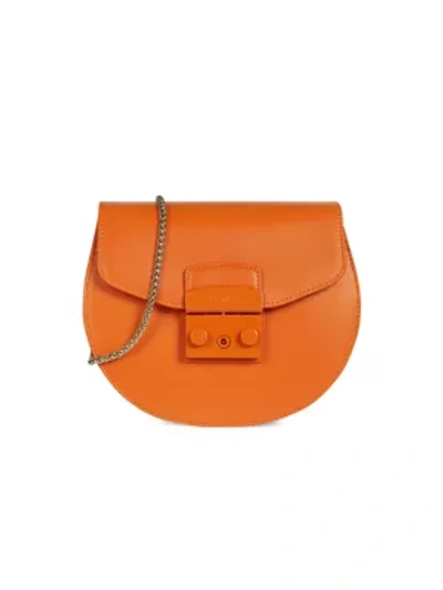 Shop Furla Women's Mini Metropolis Leather Saddle Bag In Orange