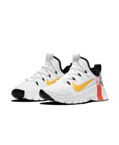 Shop Nike Women's Free Metcon 3 Training Sneakers From Finish Line In White, Orange