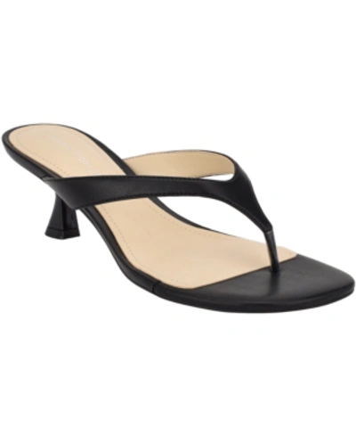 Shop Marc Fisher Wylda Kitten-heel Thong Sandals Women's Shoes In Black