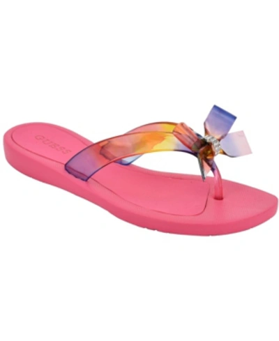 Shop Guess Tutu Bow Flip Flops Women's Shoes In Rainbow