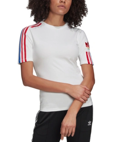Shop Adidas Originals Women's Adicolor 3d Trefoil T-shirt In White