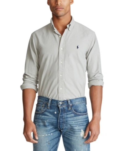 Shop Polo Ralph Lauren Men's Big & Tall Classic Fit Garment-dyed Long-sleeve Oxford Shirt In Gray
