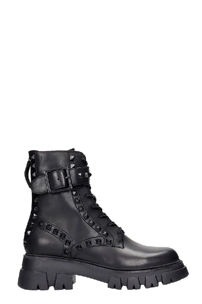 Shop Ash Lewiss Combat Boots In Black Leather