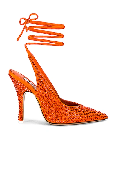 Shop Attico Satin High Heel Slingback In Orange