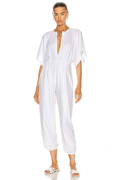 Shop Norma Kamali Rectangle Jog Jumpsuit In White