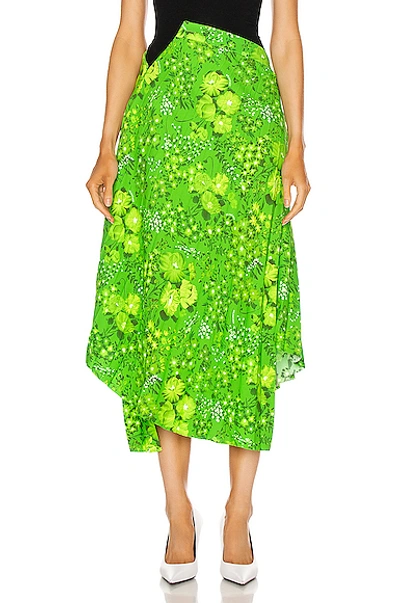 Shop Balenciaga Twisted Pleat Skirt In Green