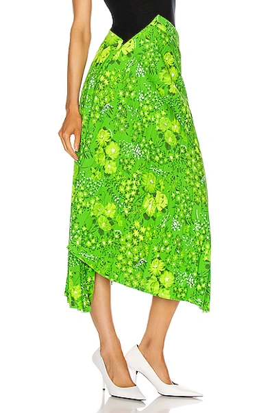 Shop Balenciaga Twisted Pleat Skirt In Green