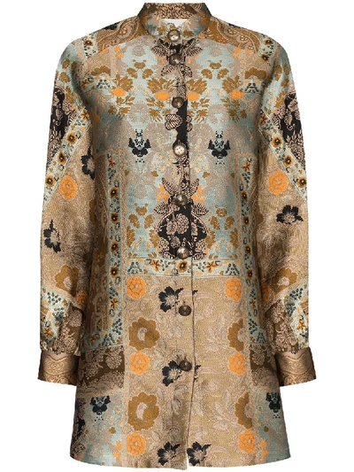 Shop Etro Jacquard Shirt Dress In Brown