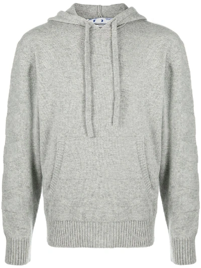 Shop Off-white Diagonal Stripe Cashmere Hoodie In Grey
