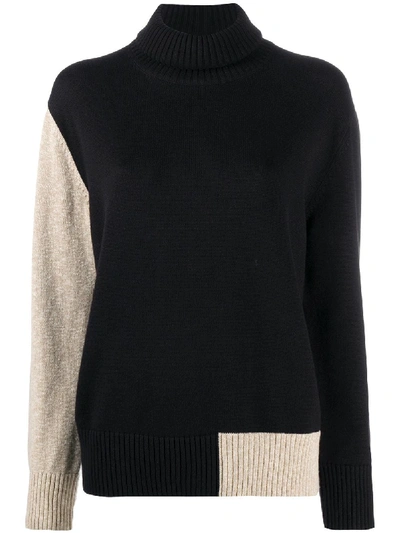 Shop Mm6 Maison Margiela Colour-block Knitted Jumper In Black