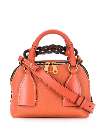 Shop Chloé Small Daria Tote Bag In Orange