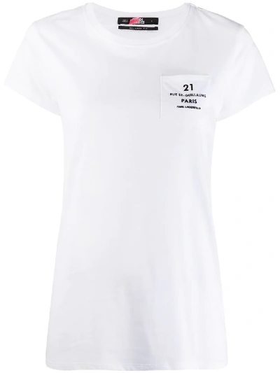 Shop Karl Lagerfeld Address Logo Pocket T-shirt In White