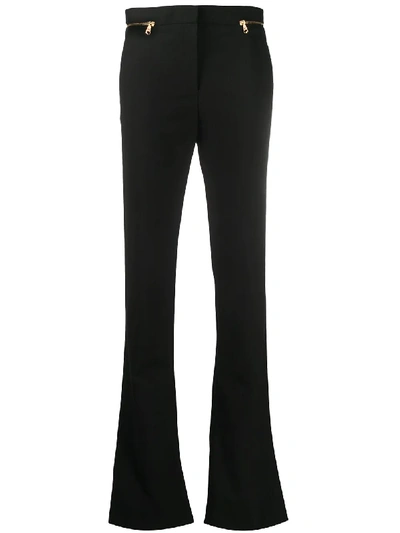 Shop Versace Zip-trim Bootcut Trousers In Black