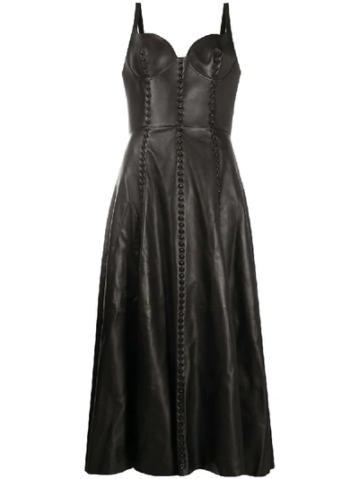 Shop Alexander Mcqueen Bustier Top Flared Midi Dress In Black
