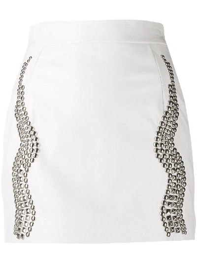 Shop John Richmond Fitted Stud-embellished Skirt In White