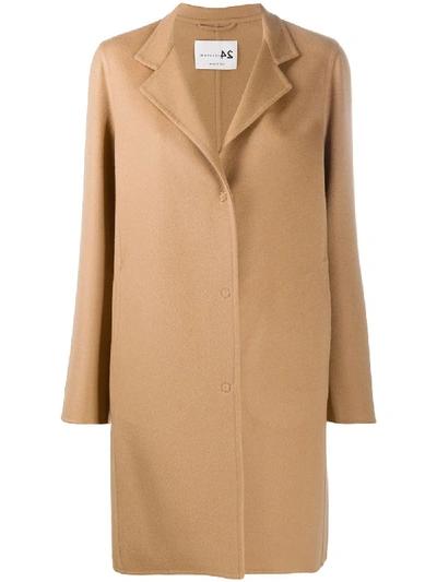 Shop Manzoni 24 Single-breasted Midi Coat In Neutrals