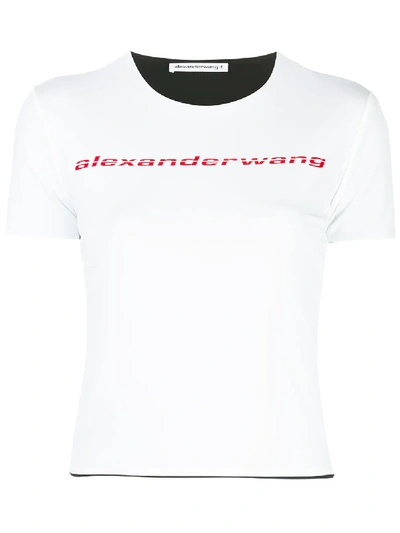 Shop Alexander Wang T Logo Print Cropped T-shirt In White