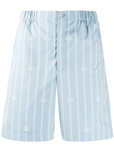 Shop Gucci Gg Vertical-stripe Shorts In Blue