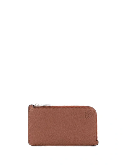 Shop Loewe Engraved Logo Coin Cardholder In Brown