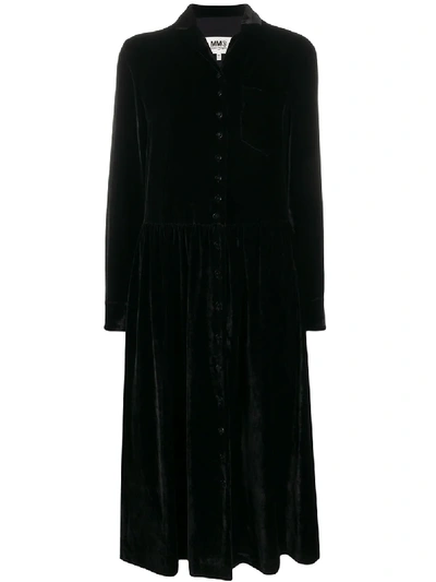 VELVET-EFFECT SHIRT DRESS