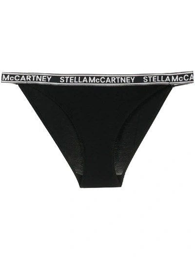 Shop Stella Mccartney Jacquard Logo Bikini Bottoms In 黑色