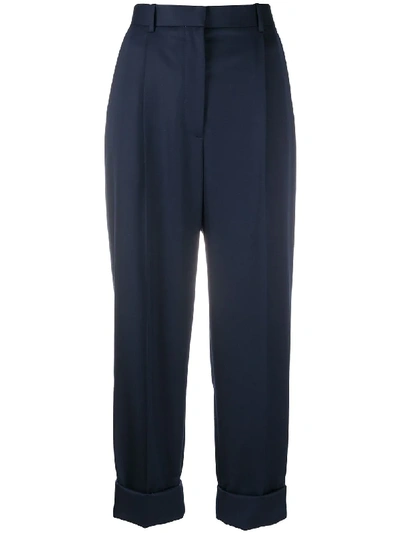 Shop The Row Marta Tapered Wool Trousers In Blue