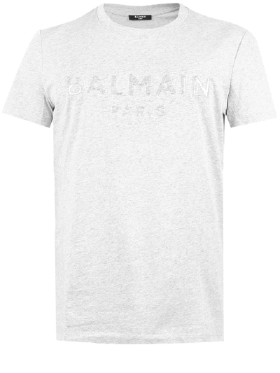 Shop Balmain T-shirt Logo Gray In Grey