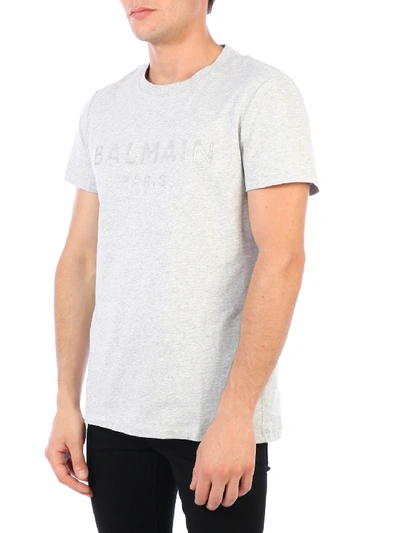 Shop Balmain T-shirt Logo Gray In Grey